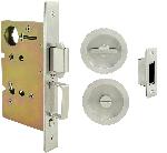 INOXFH22-PD8440Luna Flush Pulls w/ Mortise Privacy Lockset Thumbturn x Coin Turn for Pocket Door